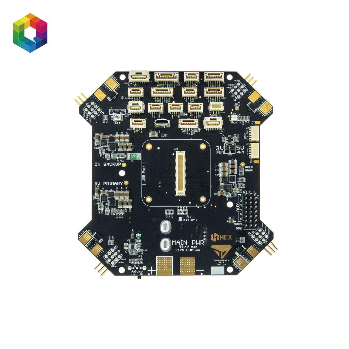 Kore carrier board side view with UAV wiring connectors